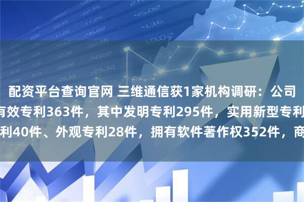 配资平台查询官网 三维通信获1家机构调研：公司通信业务板块共拥有有效专利363件，其中发明专利295件，实用新型专利40件、外观专利28件，拥有软件著作权352件，商标87件（附调研问答）