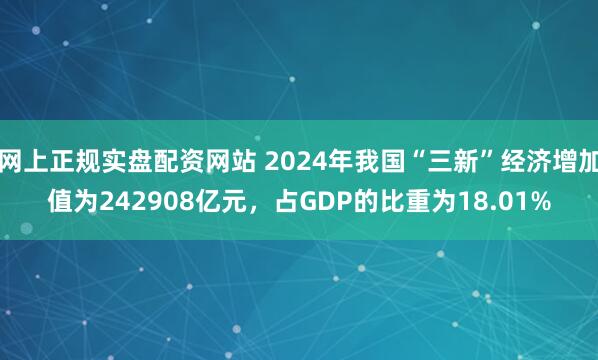 网上正规实盘配资网站 2024年我国“三新”经济增加值为242908亿元，占GDP的比重为18.01%