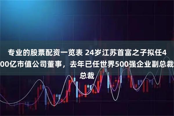 专业的股票配资一览表 24岁江苏首富之子拟任400亿市值公司董事，去年已任世界500强企业副总裁